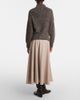 Agnona Agnona Leather-trimmed wool flannel midi skirt - 6