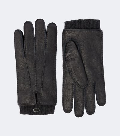 Agnona Agnona Leather and cashmere gloves