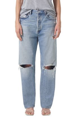 AGOLDE AGOLDE '90s Ripped Mid Rise Straight Leg Jeans
