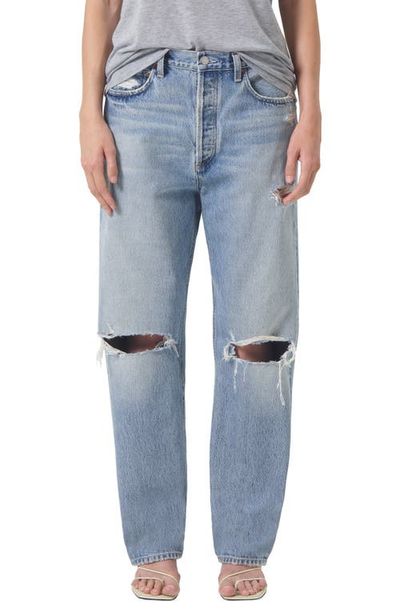 AGOLDE AGOLDE '90s Ripped Mid Rise Straight Leg Jeans