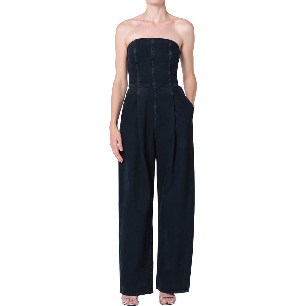 AGOLDE AGOLDE Agyness Strapless Wide Leg Denim Jumpsuit