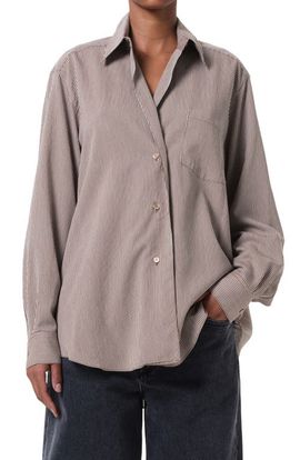 AGOLDE AGOLDE Aris Stripe Asymmetric Button-Up Shirt