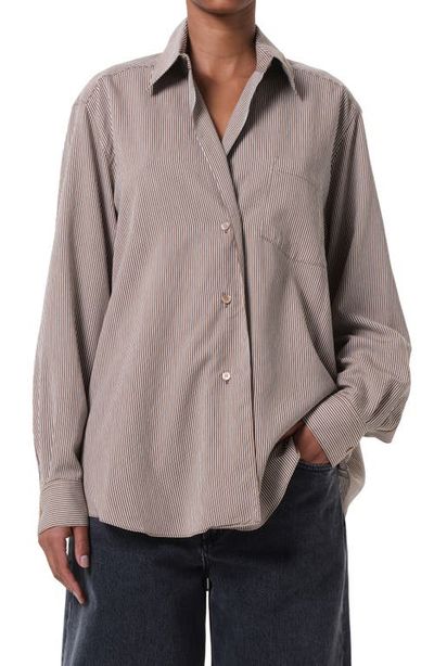 AGOLDE AGOLDE Aris Stripe Asymmetric Button-Up Shirt