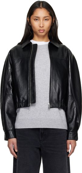 AGOLDE AGOLDE Black Dixon Recycled Leather Bomber Jacket