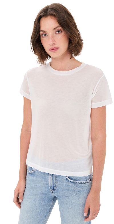 AGOLDE AGOLDE Long Line Adine Tee Gesso