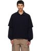 AGOLDE AGOLDE Navy Curren Double Sleeve Polo - 1