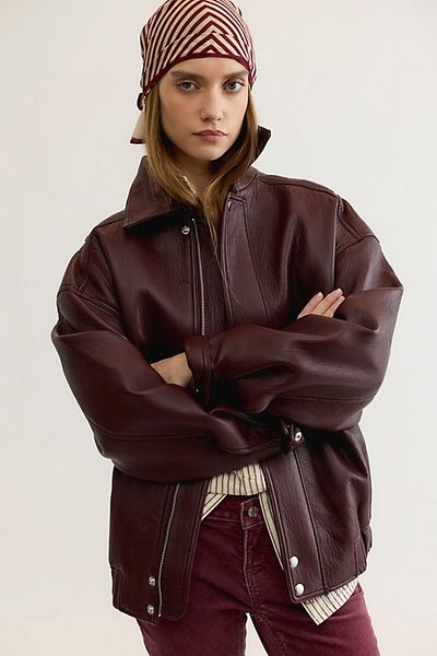 AGOLDE AGOLDE Ona Vegan Leather Bomber Jacket
