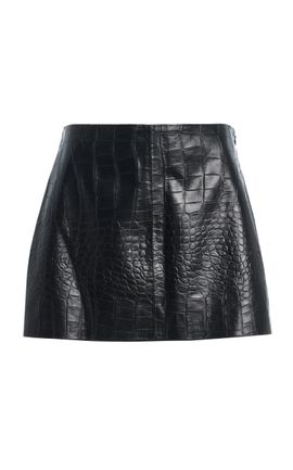 Agolde Agolde Verica CrocEmbossed Faux Leather Mini Skirt