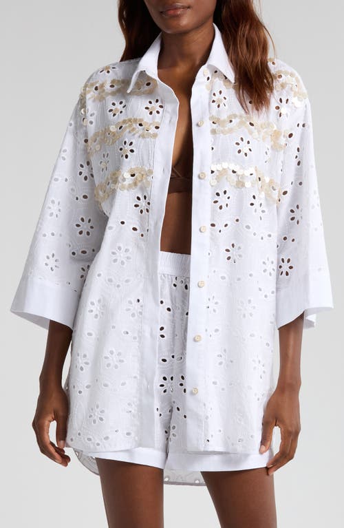 Agua Bendita Agua Bendita Chrissy Kai Eyelet Cover-Up Button-Up Tunic
