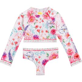 Agua Bendita Agua Bendita Kids' Caramel Chroma Long Sleeve Two-Piece Rashguard Swimsuit
