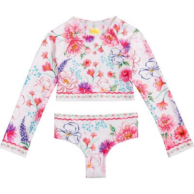 Agua Bendita Agua Bendita Kids' Caramel Chroma Long Sleeve Two-Piece Rashguard Swimsuit