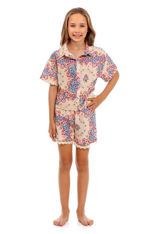 Agua Bendita Agua Bendita Kids' Clarabelle Bleu Cover-Up Shirt & Shorts Set