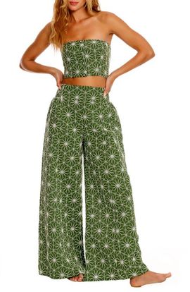 Agua Bendita Agua Bendita Liria Vessel Embroidered Strapless Cover-Up Crop Top