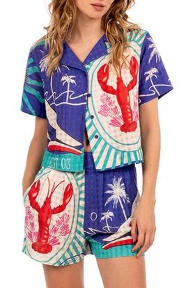 Agua Bendita Agua Bendita Prim Alina Crop Cotton Cover-Up Shirt