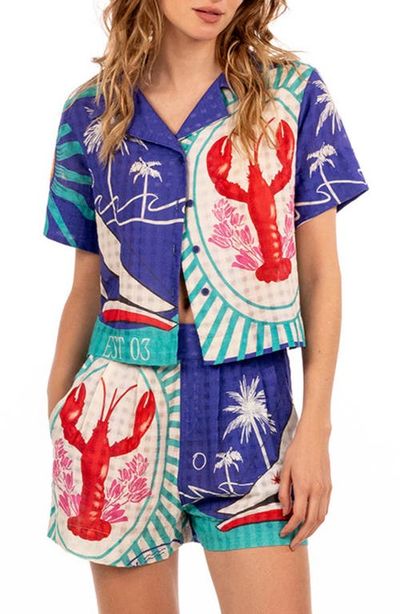 Agua Bendita Agua Bendita Prim Alina Crop Cotton Cover-Up Shirt