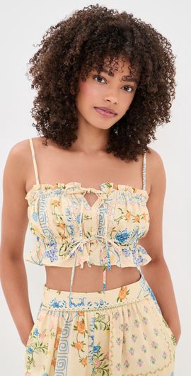 Agua Bendita Agua Bendita Vichy Ruffled Crop Top Multicolor