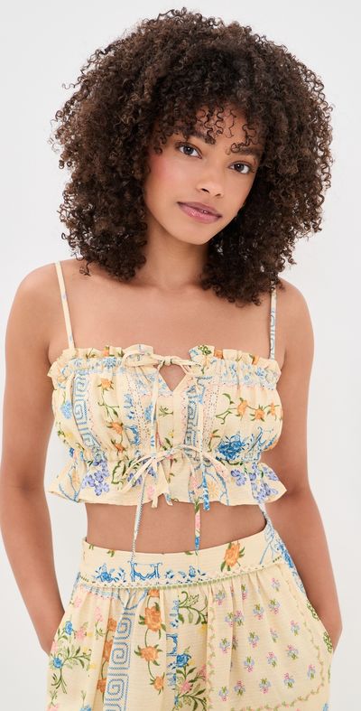 Agua Bendita Agua Bendita Vichy Ruffled Crop Top Multicolor