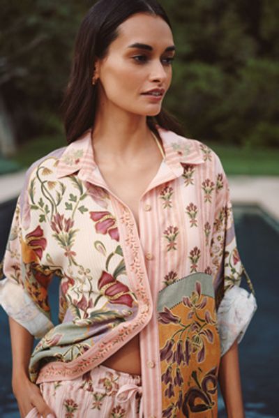 Agua Bendita Chrissy Linen Blend Buttondown Shirt