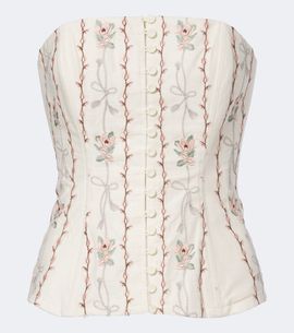 Agua by Agua Bendita Agua by Agua Bendita Abelia floral embroidered linen corset