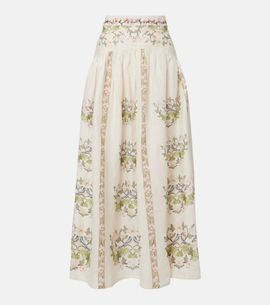 Agua by Agua Bendita Agua by Agua Bendita Curua floral linen midi skirt