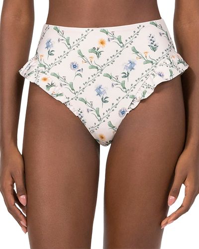 Agua By Agua Bendita Agua by Agua Bendita Jengibre Briza Printed Ruffle Trim Bikini Bottom