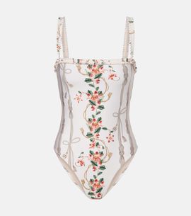 Agua by Agua Bendita Agua by Agua Bendita Limon ruffled embroidered swimsuit