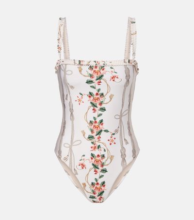 Agua by Agua Bendita Agua by Agua Bendita Limon ruffled embroidered swimsuit