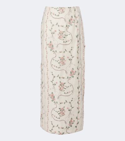 Agua by Agua Bendita Agua by Agua Bendita Lirica floral embroidered linen maxi skirt