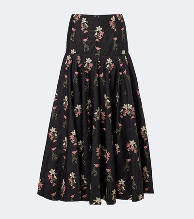 Agua by Agua Bendita Agua by Agua Bendita Nacar embroidered cotton poplin maxi skirt