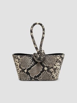 Ahikoza Women's The Senna Midi Snake-Embossed Printed Leather Top Handle Bag