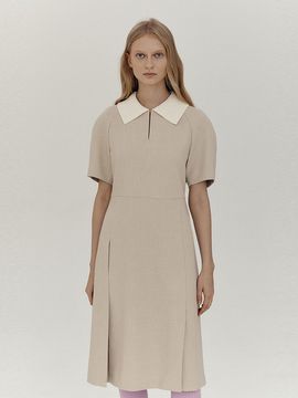 ahwe Knit Collar Volume Dress _Light Beige