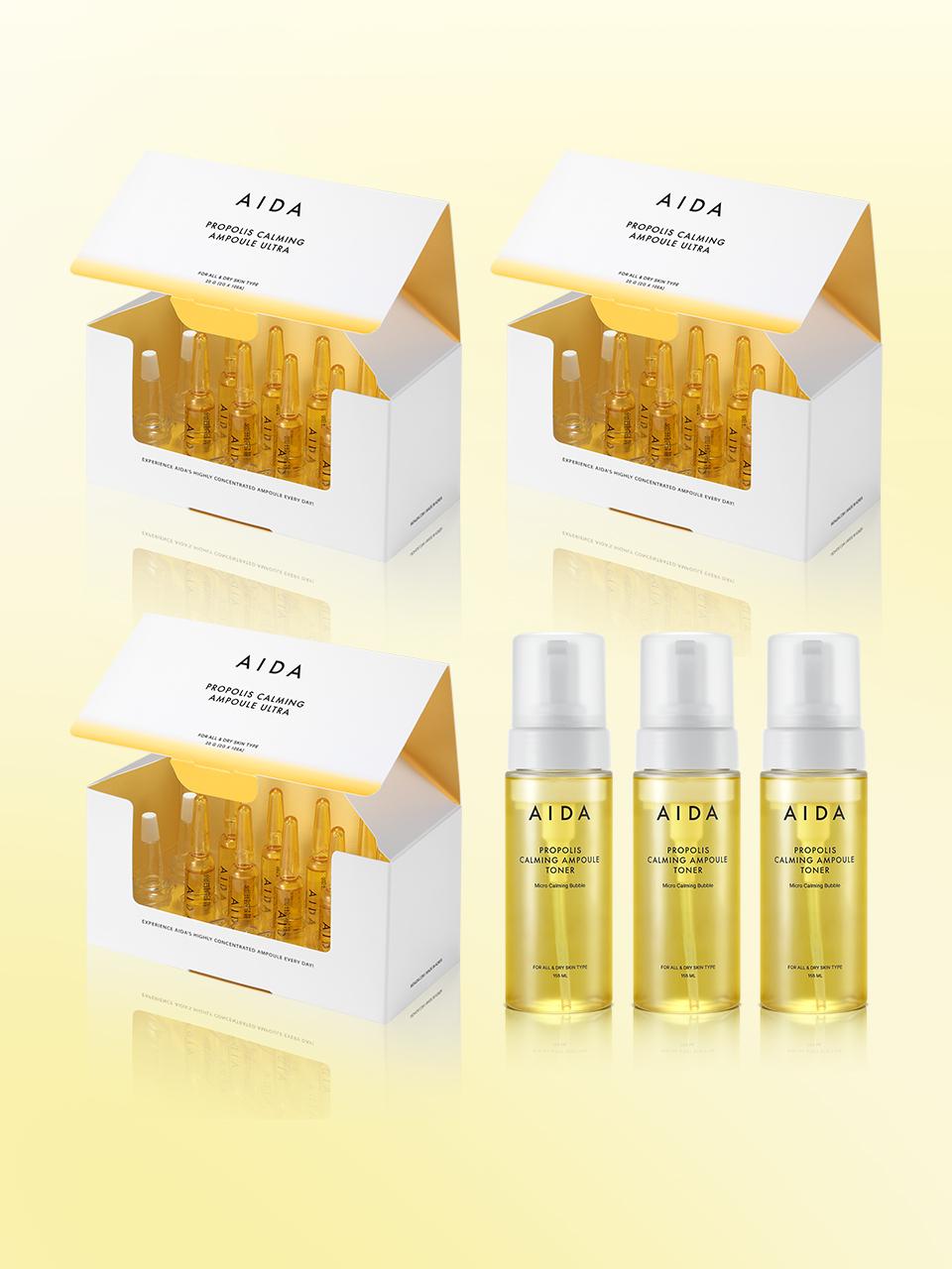 AIDA Calming Toner Calming Ampoule 3+3 Pieces Value Set