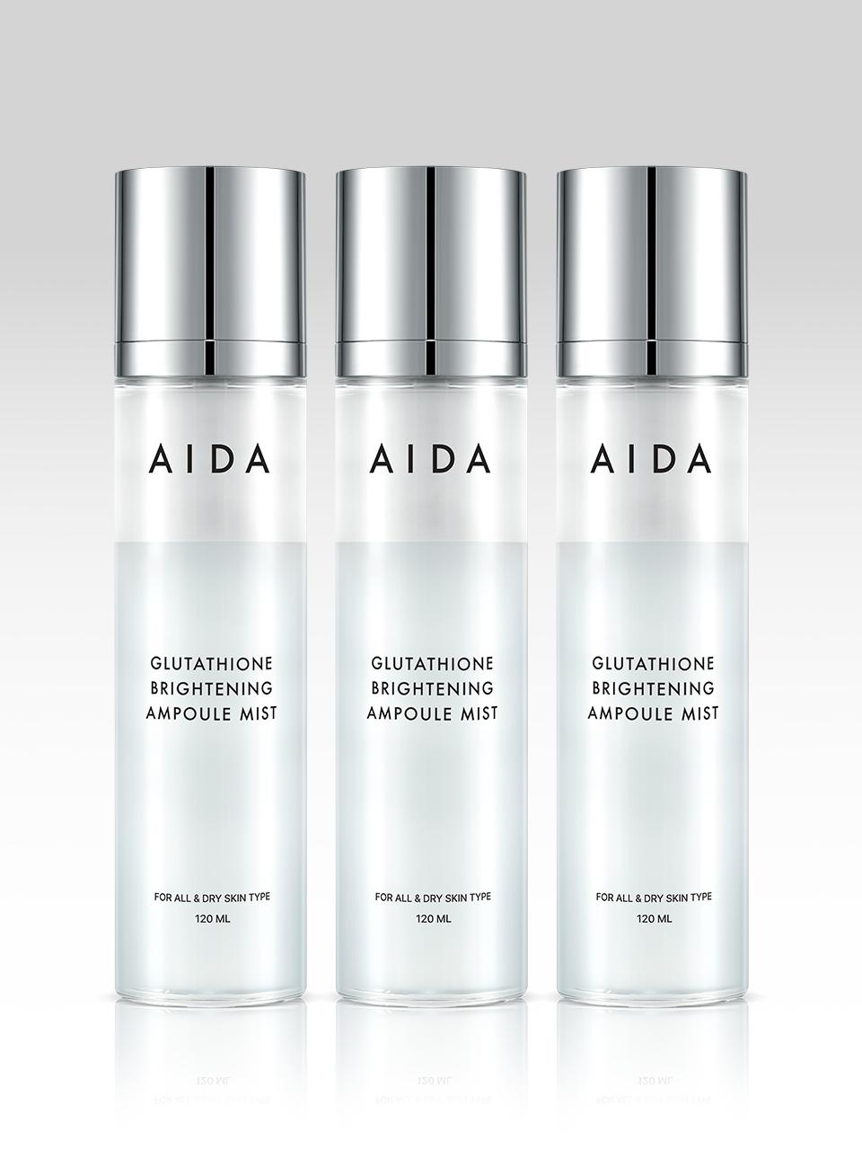 AIDA Glutathione Brightening Ampoule Mist 120ml Face Mist (Set of 3)