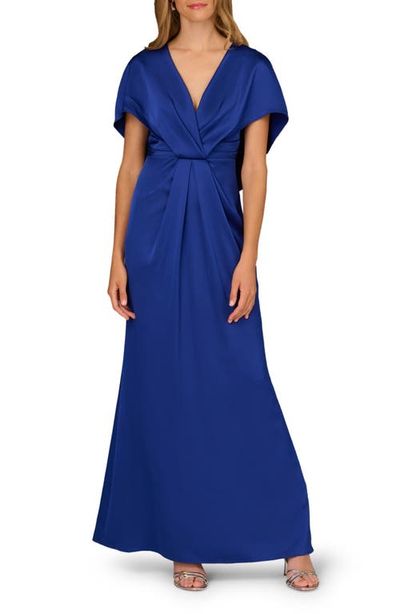 Aidan Mattox Aidan Mattox Bow Back Crepe & Satin Mermaid Gown