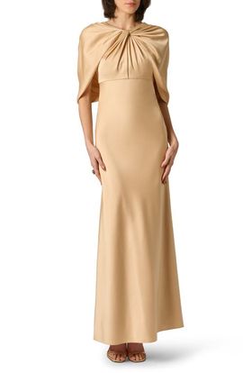 Aidan Mattox Aidan Mattox Cape Sleeve Satin Gown