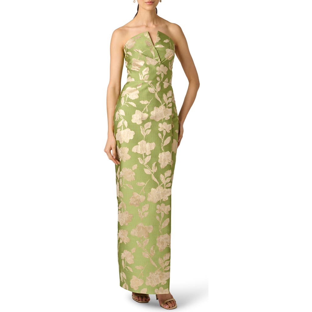 Aidan Mattox Aidan Mattox Metallic Floral Jacquard Strapless Column Gown
