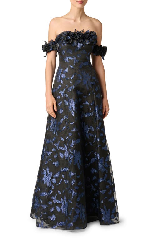Aidan Mattox Aidan Mattox Metallic Jacquard Organza Off the Shoulder Gown