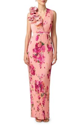 Aidan Mattox Aidan Mattox Print Plissé Sleeveless Gown