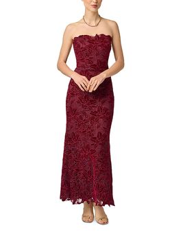 Aidan Mattox Aidan Mattox Strapless Velvet & Lace Trim Gown