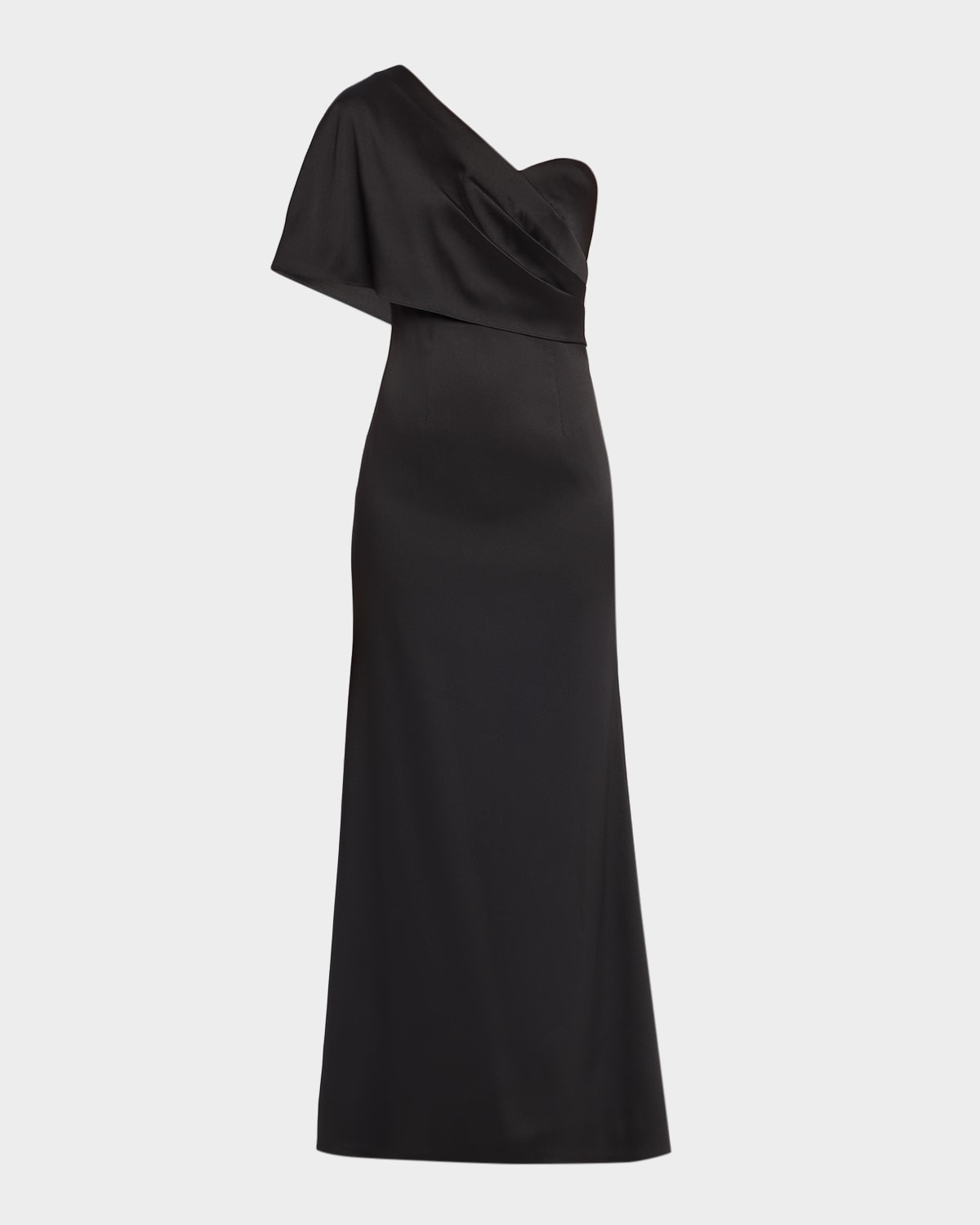 Aidan Mattox Draped One-Shoulder Stretch Mikado Gown