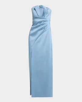Aidan Mattox Pleated Stretch Mikado Column Gown