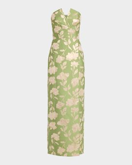 Aidan Mattox Strapless Metallic Jacquard Column Gown