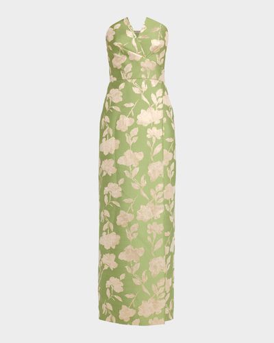 Aidan Mattox Strapless Metallic Jacquard Column Gown