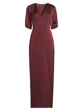 Aidan Mattox Women's Crepe-Back Satin Cape-Sleeve Column Gown