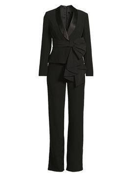 Aidan Mattox Women's Draped Stretch-Crepe Tuxedo-Style Jumpsuit