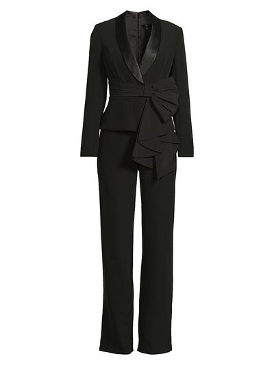 Aidan Mattox Women's Draped Stretch-Crepe Tuxedo-Style Jumpsuit