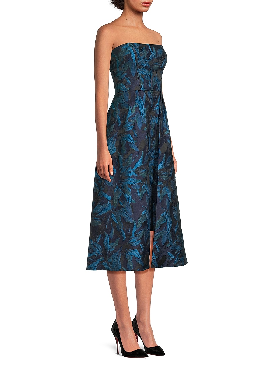 green emerald velvet dress Jacquard Flower Fit and Flare Dress main image 1