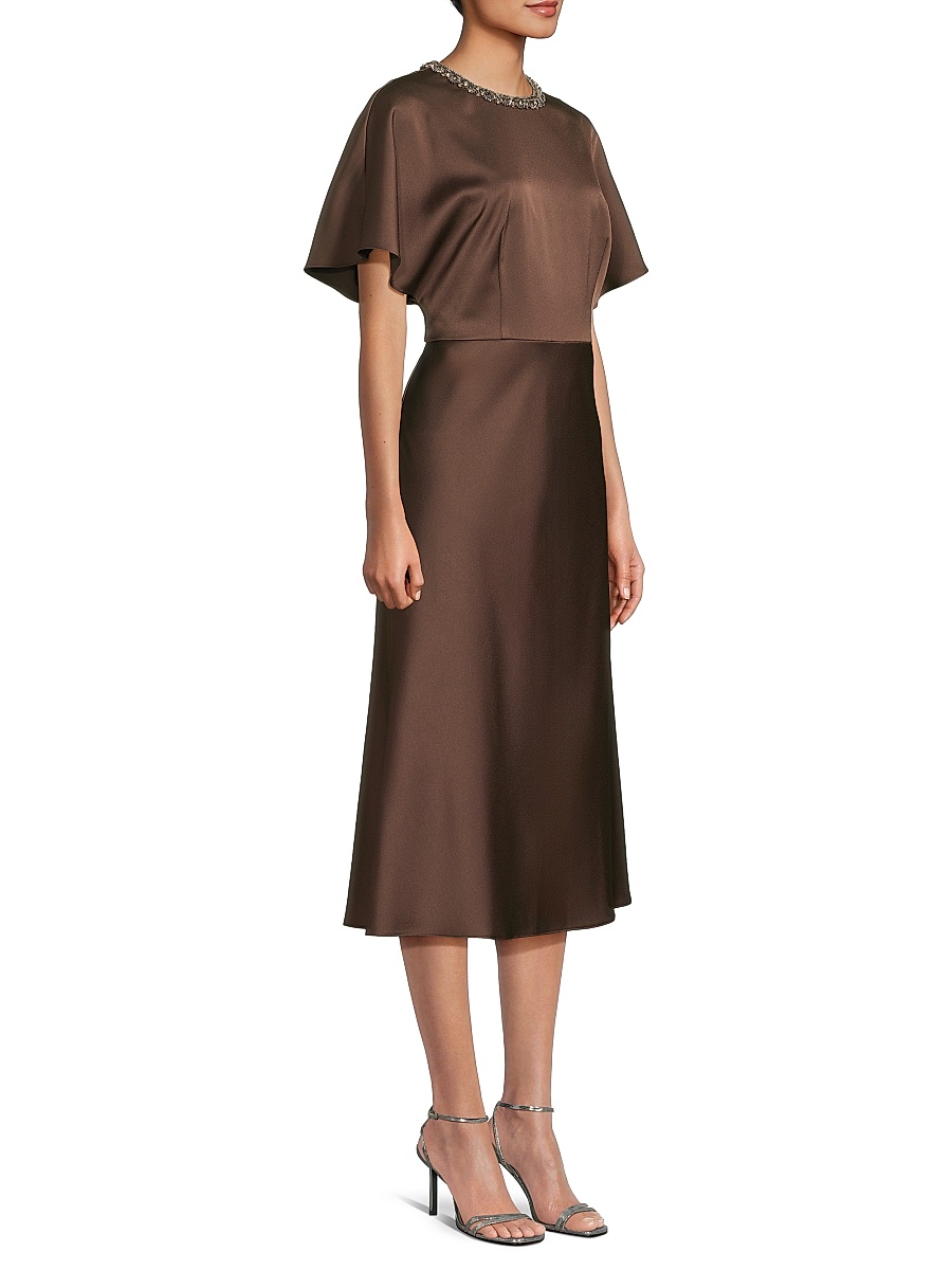 Aidan Mattox - Women's Satin Embellished Collar Cocktail Dress