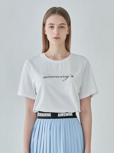 aimswing+8 Basic Short Sleeve Logo Tshirt (White / Purple)