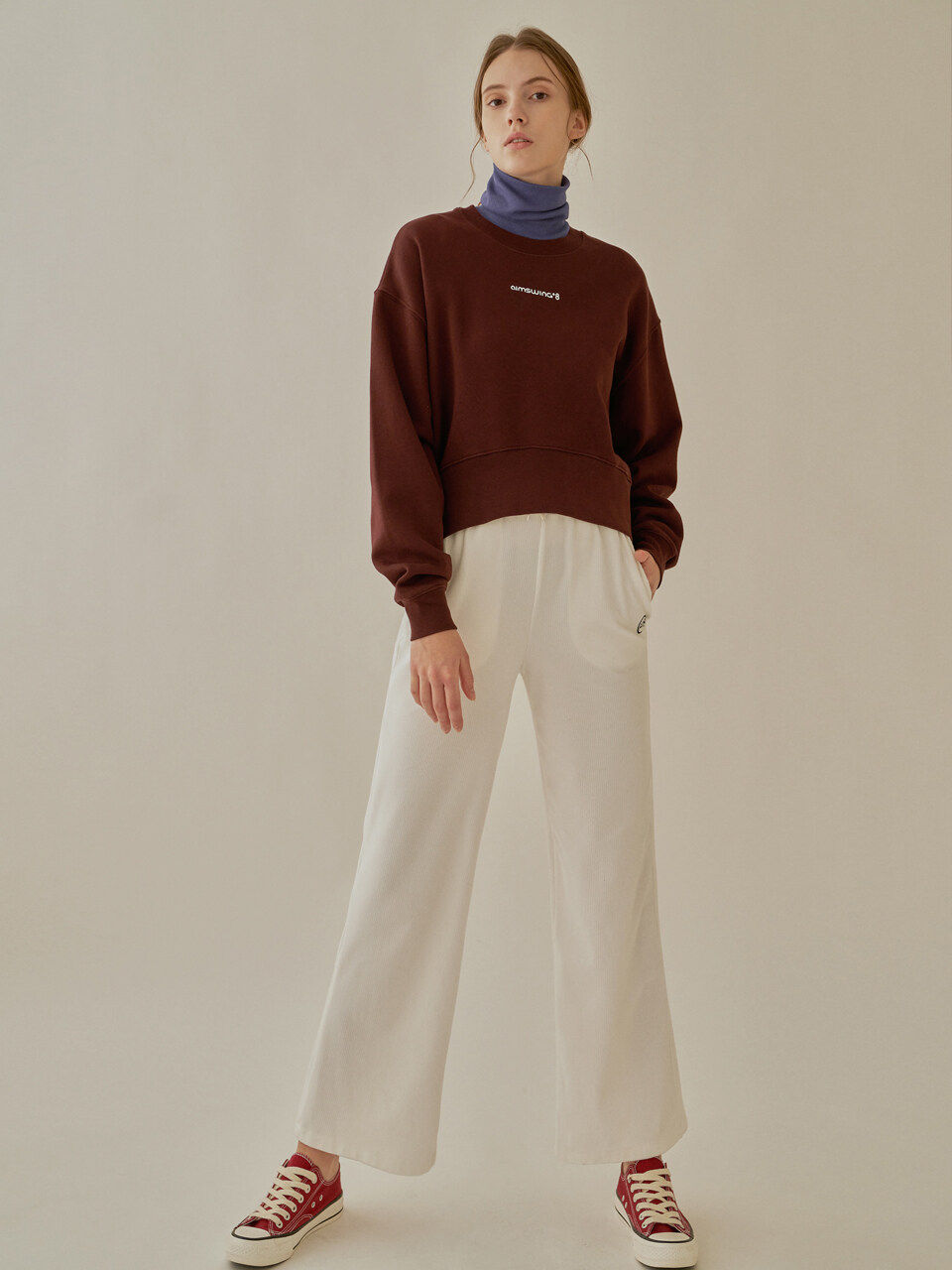 aimswing+8 Corduroy Wide Straight Pants